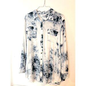 Soft Surroundings Tunic Blouse Button down top L Tie Dye Boho